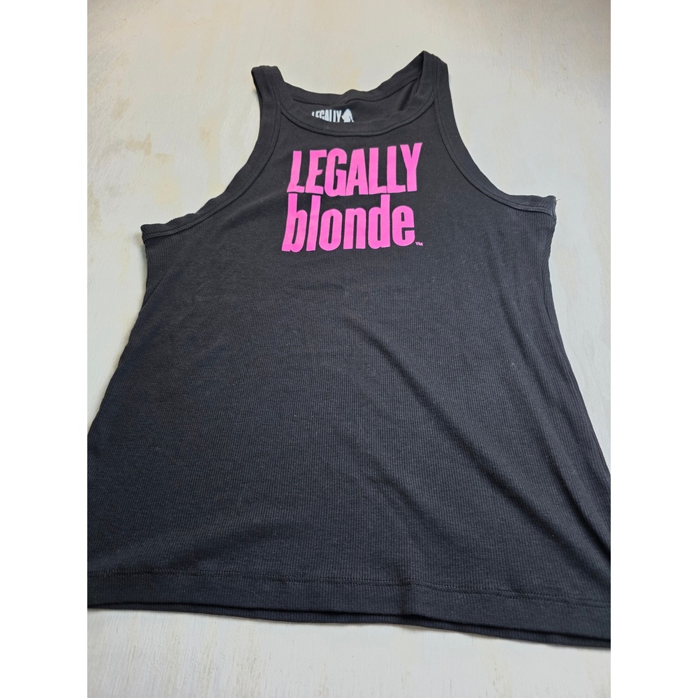 Legally Blonde Graphic Tank Top Womens XL Black Pink Ribbed Y2K Movie JT26255